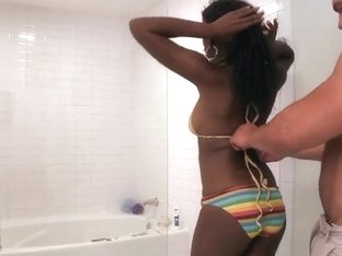 Hot Sex In The Shower With Busty Black Curve Gemini