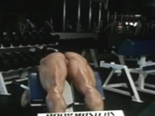 Female Bodybuilder Working Out Naked At Gym