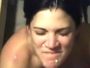 Wife open throat for large facial