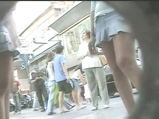 Humpable teen legged women being filmed by voyeurs on the street