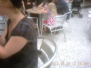 Amateur In The Caf. Exciting Downblouse On Spy Camera