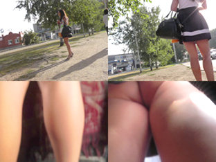 Hot g-string shot of brunette's ass in upskirt video