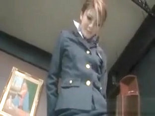 Asian Office Babe In Fishnets Giving Footjob At Work