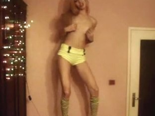 Skinny Cam Girl Performing A Striptease Dance For Her Boyfriend