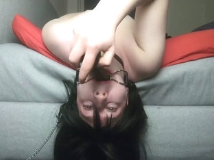 Sissy Crossdresser Lizzy works her throat through Ring Gag