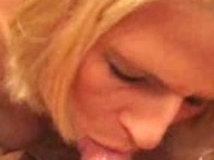 Slutty Blonde Girl Suck Cock And Swallows Jizz From The Condom