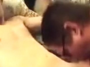 Str8 man getting his knob sucked by a boy during the time that watching porn