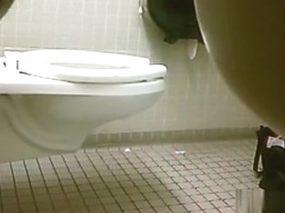 Public Toilet Voyeur Surprise !!! Did She Buttplug Her Ass ???