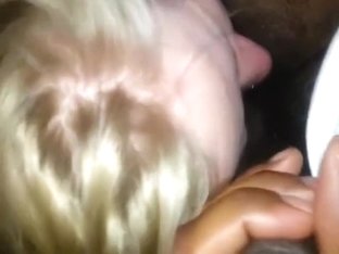 Blonde Slut Licking Black Balls