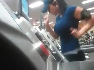 Busty Teen Running At Gym