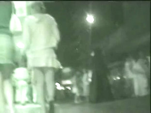 Nighttime voyeur upskirt video of unsuspecting girls