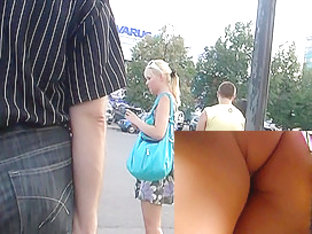 One Greater Amount Sexy Upskirt On A Bus Stop