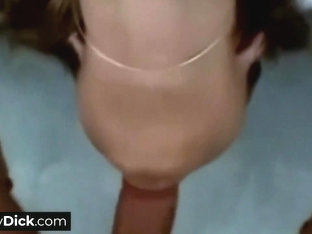 A Sexy Brunette Teen 18+ Is Slurping On His Small Cock