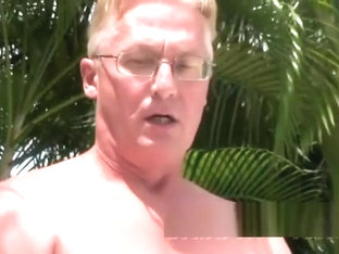 old naked man is working out