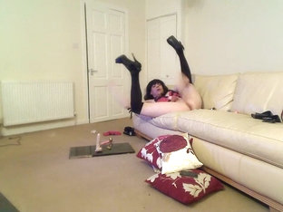 Sissy In Red Self Fisingt And Toying Her Boi Pussy