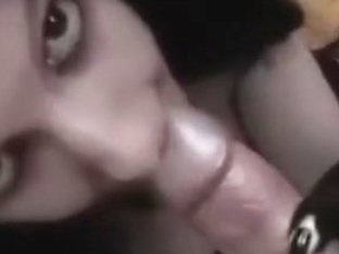 Sexy Dark Haired Cutie With Firm Marangos And Hairless Cunt Gives Him A Bj And Footjob