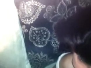 Cute dark brown gives fellatio to large rod