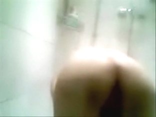 Brunette Girl With Hairy Pussy Tapes Herself Showering