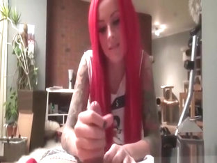 Sexy Tattooed Redhead Babe Tasting Big Hard Cock POV Style