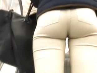 Nice ass in tight white jeans pants