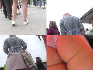 Flabby Arse Of A Slim Hottie Caught In Upskirt Video