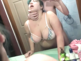 Chubby Teen Fucked In Bathroom While Parents In Next Room