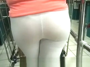 Beautifull Ass In White See Through Leggins