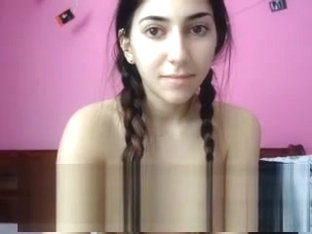 Amateur brunette babe with small boobies