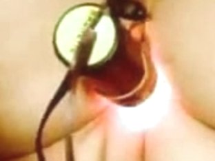 Fat Woman Filmed Herself With A Lighted Vibrator In Her Pussy