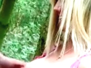 Barbie Styles Legal Age Teenager Golden-haired In The Forest Three-some Fuck