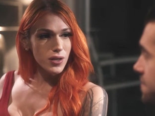 Busty shemale Aspen Brooks analed the friend of her husband