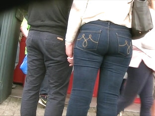 Candid Big Ass In Tight Scarlet Jeans