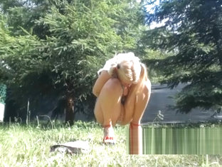 Sexy Blonde Masturbating Outdoors