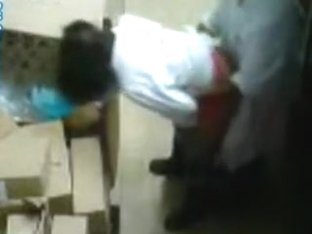 Food industry worker sneakily tapes himself fucking a colleague in the storage room