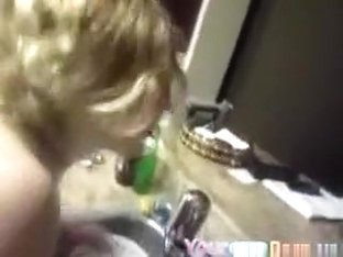 Blonde Usa Girl Gets Her Shaved Pussy Doggystyle And Missionary Fucked, While Doing The Dishes.