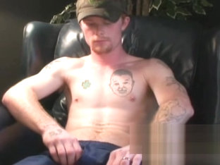 Ginger amateur tugging his long fat cock and blasting cum