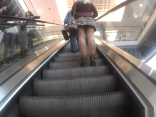 Upskirted In The Shopping Mall Rolling Stairs