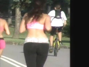 Sexy Brunette Jogging Spandex Ass
