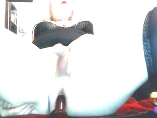 Quinn Stone rides multiple dildos in her ass til her tranny clit explodes