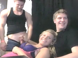 Slutty Blonde Takes Three Cocks