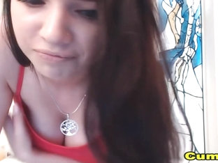 Hot Busty Natural Tits Brunette Fucks Her Hole