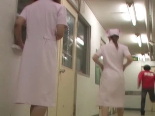 Nurse fixing panty under unfirom and getting sharked