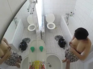 Sexy chick spied in bathroom taking shower