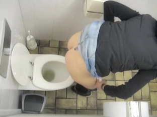 Girl In Jeans Skirt And Tiny Thong On Toilet Spy Camera