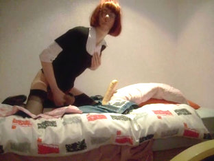 Amateur slim redhead CD teasing