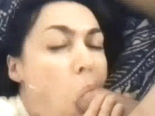 Amateur Brunette Slut Gets Her Face Covered In Cum