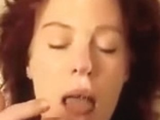 Redhead Dilettante Wife Acquires Home Facial Jizz Flow On Movie Scene