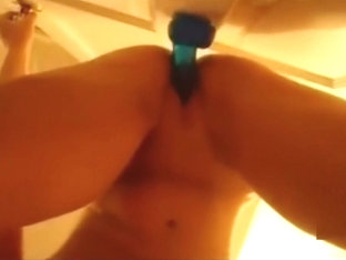 Alexis 19 tries a mounted dildo