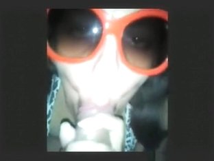 Girl, Wearing Huge Sunglasses, Gives Her BF A Blowjob.