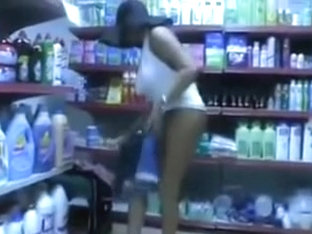 Lady Flashing Her Sexy Body In Store